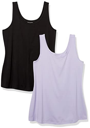 Amazon Essentials Women's Plus Size Tank Top, Pack of 2, Black/Lavender, 6XL Plus