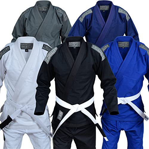 Twister Challenge BJJ Gi Brazilian Jiu Jitsu Gi Preshrunk Pearl Weave 475gram 100% Cotton Fabric (GREY, A3)