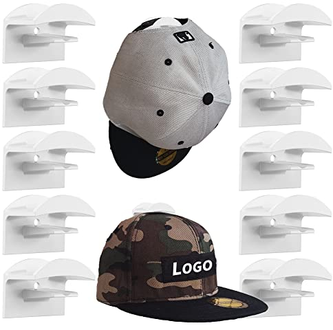 HNLMZ Hutablage für die Wand,10 Pcs Selbstklebende Hut-Haken,Kappenhaken für die Wandmontage,Geeignet für Alle Arten von Mützen, Schals, Taschen, Handtüchern, Kopfhörern(Weiß)