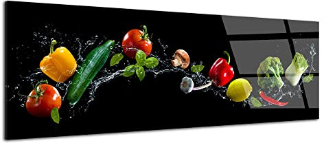 DECLINA – Tableau Mural Panoramique Légumes – Cadre Cuisine Ambiance Gourmande – Impression HD Sur Verre Acrylique – Fabrication Française