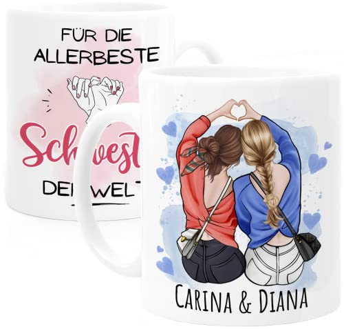 Tassenliebling® Schwester Geschenk Tasse personalisiert für kleine oder große Schwester - Tasse Schwester - Schwesterherz - Sister - Beste Schwester Geschenke