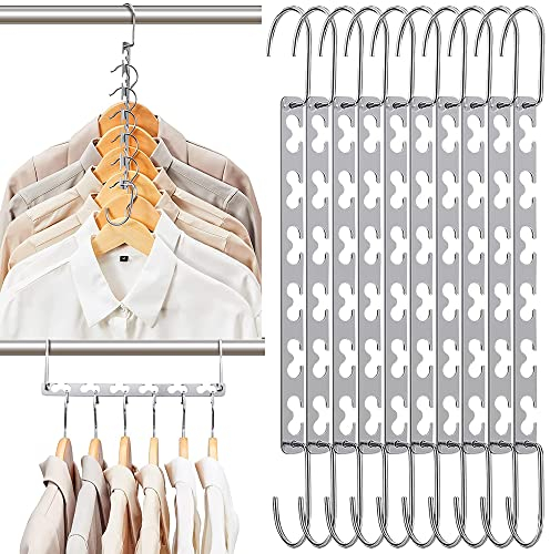 Lighterday Kleiderbügel Platzsparend 10 Stück Kleiderbügel Metall Magic Hangers Clothes Platzsparende Kleiderbügel Bügel für Hosen Hemden Anzug und Kleider (10 Stück Silber)