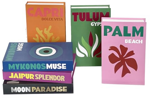 Paquete de libros decorativos de moda para mesa de café, decoración inspirada en libros de estilo resort de viaje, libros falsos plegables para exhibición, oficina y decoración rústica del hogar