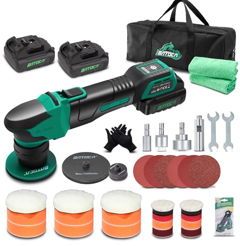 BATOCA S4 Profi Akku Poliermaschine,Rotierende&Orbitale,25mm/75mm Rückenplatte,Bürstenloser Motor,Mini Polier Kit,12V Akku Poliergerät mit 2 2.5Ah Batterien,2000-5500RPM,Scheinwerfer Aufbereitung Set