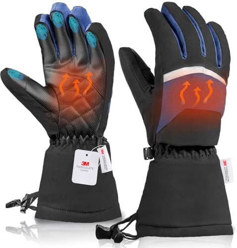 WARMTUYO Guantes Invierno Hombre Mujer, Guantes Termicos Hombre Mujer Impermeable Táctiles AntiViento Antideslizante Guantes Esqui Guantes Moto Hombre para Esquiar Snowboard Ciclismo y Senderismo
