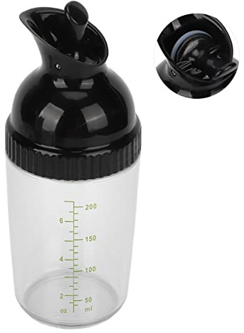 Dressingshaker 200ml Selbstgemachter Salat Dressing Shaker, ABS Kunststoff Auslaufsicher Salatdressing Messbecher Schüttelbecher für Mischen Öl, Essig, Sauce(Schwarz)