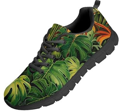 Kuiaobaty Baskets tendance pour femme, baskets de marche pour le travail, debout longtemps, chaussures de sport confortables pour homme, Plantes tropicales., 42.5 EU