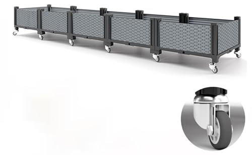 Orto Terrazzo, Orto Rialzato da Esterno, Cassette da Giardino in Plastica, Ruota Universale in Metallo a 360°, for Piante da Giardino, Ortaggi, Erbe e Fiori, Profondità 20 cm