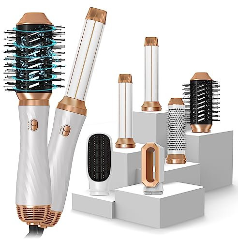 Airstyler 6 In 1, Hair Styler Set Mit 1000W Rundbürstenföhn, Warmluftbürste, Thermal Brush, Curly All In One Haarstyler, Föhnbürste Für Glätten, Trocknen, Volumen, Locken, Für Alle Haartypen