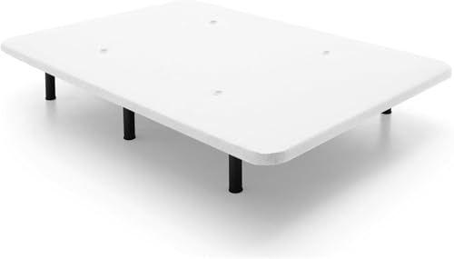 HOGAR24 ES - Base Tapizada Reforzada 3D con Estructura Extra Firme, Barras de Refuerzo Internas y 6 Patas Metálicas Roscadas de 26 cms, Medidas 150x190 cm, Color Blanco