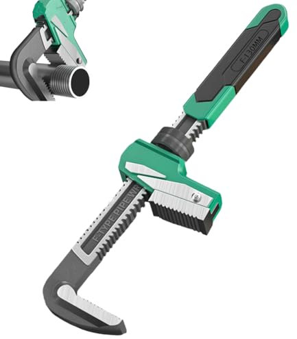 Clé réglable à mâchoire large, clé à tuyau en forme de F, clé à tuyau de type F à angle droit, clé de plombier, clé multifonctionnelle pour tuyau d'eau, clé de réparation automatique (vert, 130 mm)