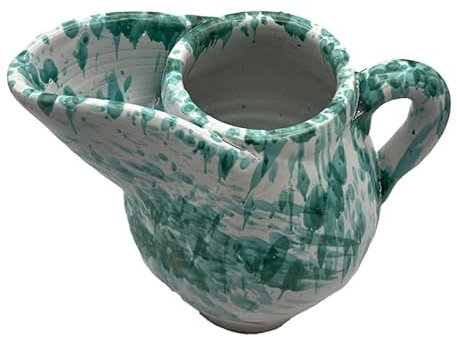 Brocca in Terracotta Gocciolata Verde Ramina con Beccuccio – Artigianato Italiano Fatto a Mano – Disponibile in Varie Misure – Ideale per Servire Bevande con Stile - Dimensione 21x25 cm