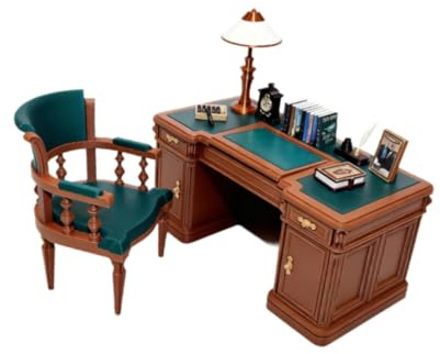 Milageto Juego de sillas Americanas en Miniatura a Escala 1/12, Estilo Retro Realista, Muebles para casa de muñecas, Accesorios para, Silla Y Escritorio