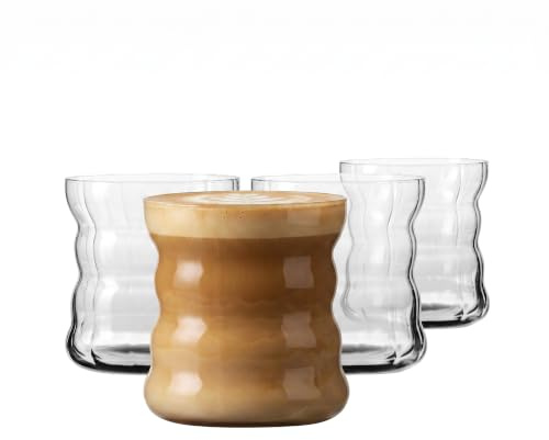 KROSNO Kaffeegläser für Latte, Cappuccino und Flat White 4er-Set 330 ml, Kollektion Coffee Moments – Bleifreies Kristallglas – Minimalistische Gläser für Kaffee und Tee, spülmaschinenfest