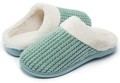 Kuako Zapatillas de Estar por casa con Forro de vellón para Mujer Antideslizantes Espuma de Memoria para Interiores Zapatos cálidos acogedores de la casa