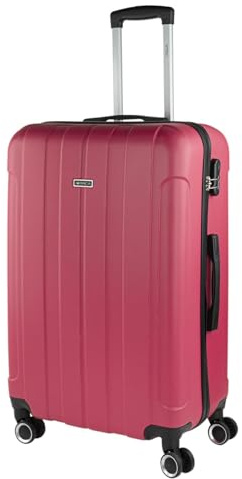 ITACA - Valigia 23Kg da stiva capiente Valigia rigida XL con ruote silenziose Trolley Grande Rigido leggero ideale per viaggi lunghi con Lucchetto a combinazione, Fragola