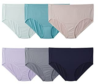 Fruit of the Loom Women's Breathable Underwear (Regular & Plus Size), Plus Size Brief - Cooling Stripes - 6 Pack Assorted Colors, 10