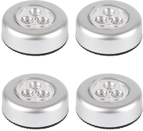 LNJBABAO 4 Pieces Touch Led Battery Lights - Indoor Stick-on Push Light for Closets, Cabinets, Counters or Utility Rooms