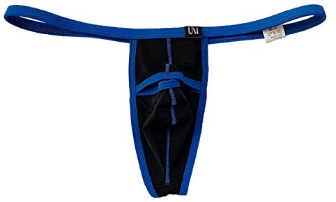 Faringoto Herren Ice Silk Open Thong U Convex Herren Kleine Unterhose T Pants, Schwarz , L