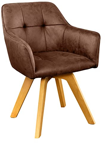 riess-ambiente.de Design Stuhl LOFT antik braun drehbar Gestell aus massivem Buchenholz mit Armlehne