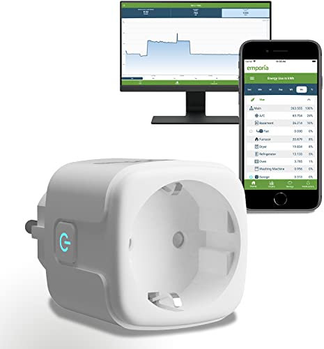 Prise Connectée Emporia avec Suivi de l’Énergie – Prise WiFi Compatible Alexa et Google Home, 15A avec Minuterie, Application Mobile, Programmation, WiFi 2.4GHz Uniquement (Lot de 1)