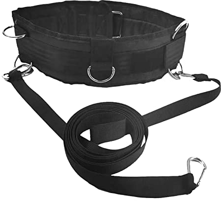 Oshhni Lauftrainings-Widerstandsgürtel, Fitness-Flaschenzug mit Ringen, Hüftgurt zum Ziehen des Widerstandsbands für Schlitten