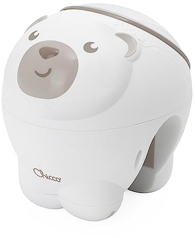 Chicco Projecteur Ours Polaire 2en1, Veilleuse bébé Pour berceaux, lits d'enfant et chevets Next2Me, projection d'une aurore boréale, 30 minutes de musique classique, sons de la nature, 0 mois et plus