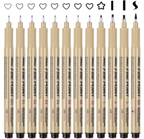Svalor Fineliners Pens, 12 Piece Fine Liner Pens Black with 12 Different Line Widths, Drawing Pens for Artists, Black Fineliner Pens for Illustration, Sketching, Technical Drawing