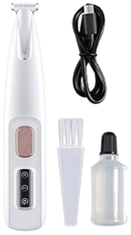 Tasstrimmer för hundar,Paw hårtrimmer för hundar,Tasstrimmer för små hundar Tyst - USB Uppladdningsbar Små Pet Rakapparat För Hundklippare Katter Hår Runt tassar Med LED-ljus