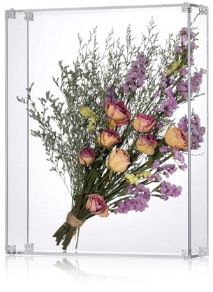MarccTipton 13x16 Acrylic Shadow Box, Assemble Display Case, DIY Tabletop/Wall Mount Display Frame, All Clear Memory Box for Dried Flowers/Kids Room/Birthday/Wedding/Party(13x16x3”, Assemble Frame)