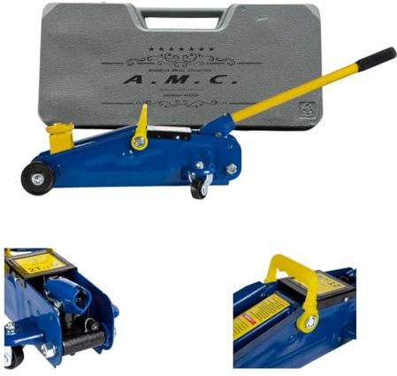 AMC Cric Sollevatore idraulico professionale 2t Cric auto crick martinetto ruote bidirezionali a cuscinetto