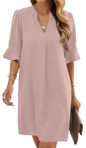 RoomTour Abito da Camicia Donna Scollo V con Maniche Corte Estivo Donna Casual