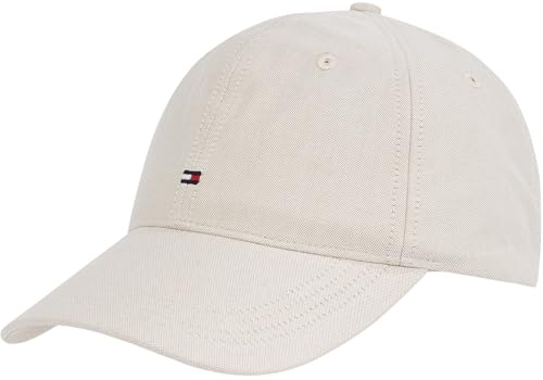 Tommy Hilfiger Men’s Flag Oxford 6 Panel Cotton Cap, Beige (Safari Canvas), One Size