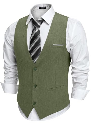 COOFANDY Gilet Costume Homme Formel Affaires Gilet Homme Casual Gilets Sans Manche Homme Mariage Veste Gilets Costume Col V Slim Fit