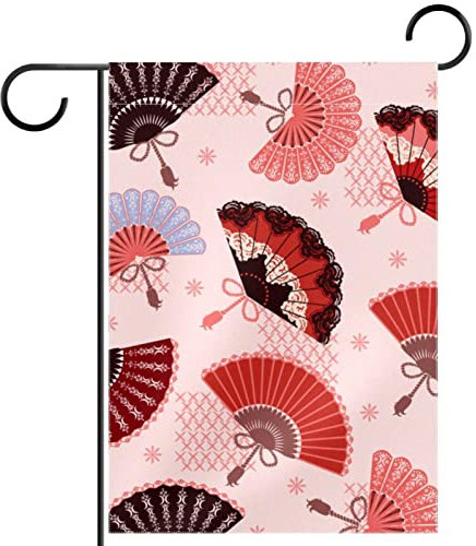 Bandera De Jardín Patrón Tradicional De Abanico Español Flag Poliester Bandera Balcón Resistentes A Rayos Uva Bandera Per Fiestas Exterior Hogar 30X45Cm