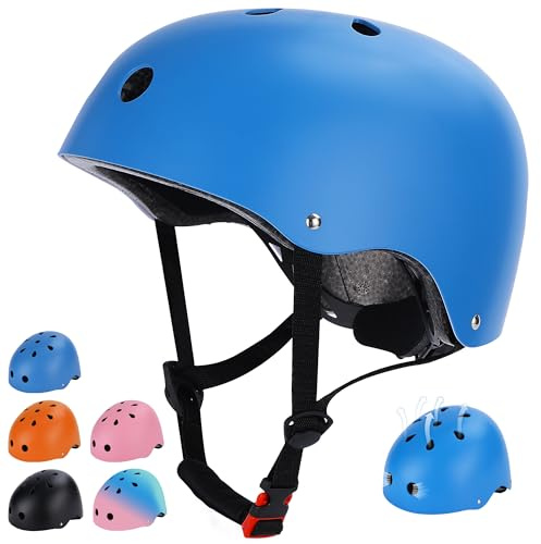 Kids Bike Helmet, Toddler Helmet for Youth Boys Girls Ages 1-3/2-4/3-5/5-8/8-14 Year Old, Adjustable Fit & Lightweight, Multi-Sport Safety for Skateboard Skating Bicycle Scooter Cycling, Blue S