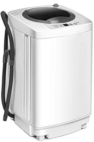 FANTASK Toplader Waschmaschine mit Schleuder & Pumpe, Waschvollautomat 3,5KG, 6 Programme, 240W Mini Waschmaschine klein für Camping, Appartement & Wohnmobil