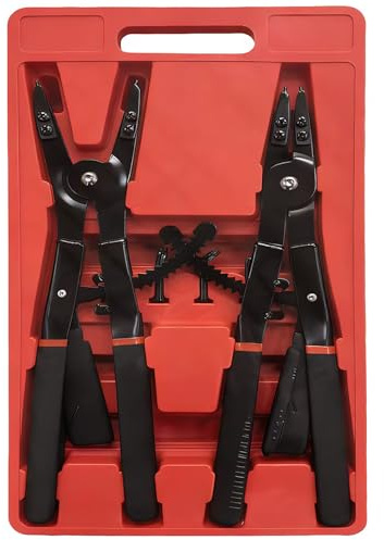 8MILELAKE Heavy Duty Circlip Pliers,16 Snap Ring Pliers Set External and Internal Pliers, Straight, 45°90° Tips