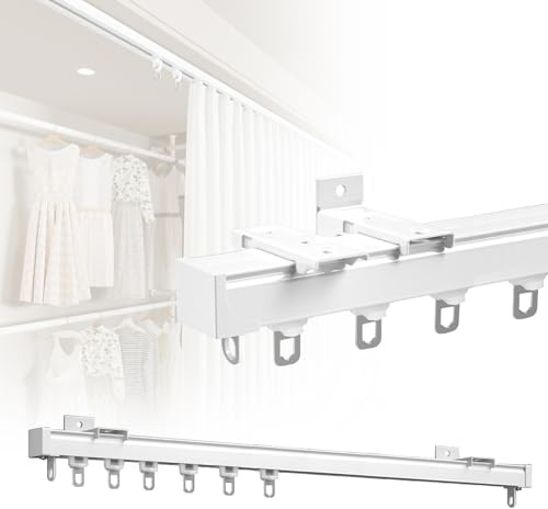 Binario per tenda in alluminio con rulli silenziosi, lunghezza regolabile da 50 a 600 cm, ideale per soffitti ad arco e divisori per porte (bianco, 300 cm)
