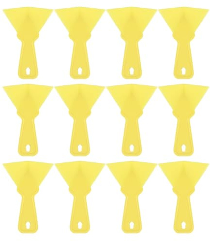 SEWOART Grattoir D'angle pour Cloisons Sèches Réutilisable en Plastique Jaune Poignée Confortable, Lot de 12 Outils pour Travaux de Finition D'angles Intérieurs