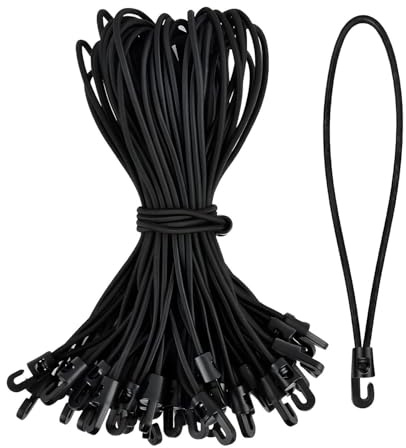 25 corde elastiche con ganci,tenditori multifunzionali per ombrelloni teloni estensore da 26 cm con ganci corda di tensione tenditori per teloni elastici per tende poster tende striscioni gazebo(nero)