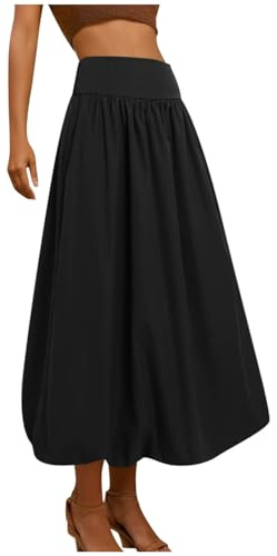 Jupe Maxi Bulle pour Femmes, Taille élastique, Longue Bouffante, Ourlet à Volants, Jupes Ballons