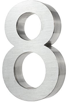 3d de número 8 de casa de acero inoxidable & inoxidables witterungsbeständige hogar Números en 3d de efecto en 20 cm X 3 Cm de acero inoxidable cepillado