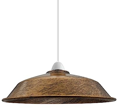 LEDSone 1 paralume per lampada a sospensione a soffitto in metallo rame spazzolato stile retrò, paralume per lampada dall'aspetto vintage industriale da 26 cm