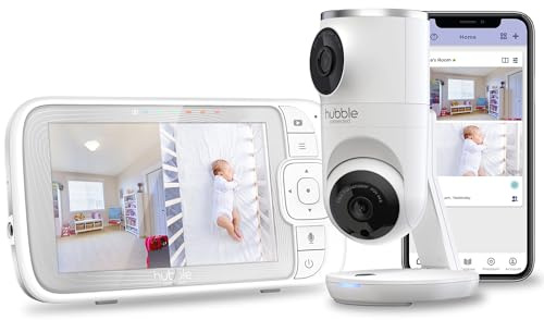 Hubble Connected Dual Vision Smart HD Baby Monitor with 2 Cameras, WiFi Baby Monitor with App and Screen, Remote Pan Tilt Zoom, 2-Way Talk, AI Motion Tracking, Night Vision, Room Temperature Sensor