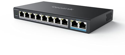 REOLINK PoE Switch with 8 PoE and 2 Gigabit Uplink Ports, Ideal for REOLINK RLN36 NVR and Power Over Ethernet IP Cameras, IEEE802.3af/at, Metal Casing, Desktop/Wall Mount, RLA-PS1