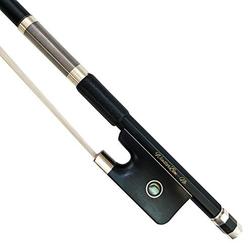 WinsterBow Carbon Fiber Cello Bow Unbleached Black Horse Hair Art No.VCB108 (White Hair)