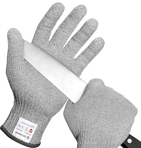 Schwer SlicePro (Level A9/F) Schnittfeste Handschuhe,PFAS Frei,zuverlässige Schneidhandschuhe, Mandolinen-Handschuhe zum Schneiden von Fleisch, Austernschütten,Fischfilet-Verarbeitung,M