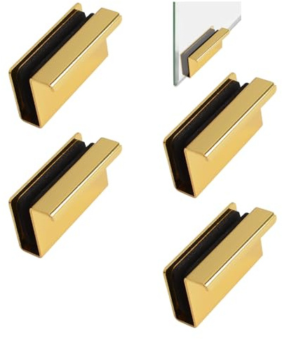 UFURMATE Dörrhandtag i glas 4 st skåpfinger draghandtag guld glas fingerkant dra dolda handtag för låda, skåp, möbler