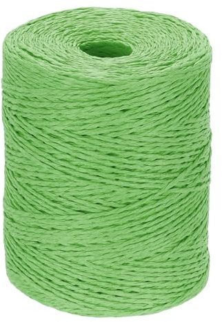 PATIKIL Natural Cotton Raffia Yarn 328 Yard, Crochet Raffia Paper Ribbon for DIY Sun Hat Beach Bag Crochet Yarn Wrapping Knitting, Grass Green